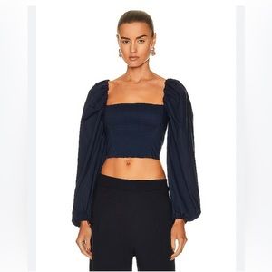New🔥 Jonathan Simkhai Sidney Poplin Puff Sleeve Top